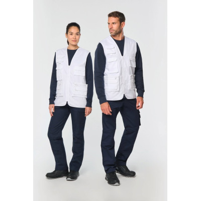 Unisex lined multi-pocket polycotton vest